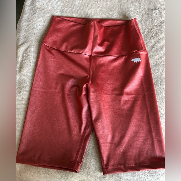 Running Bare Crystal Studio Ab-Tastic Bike Tights 9" in Sleek Rust.  Size 6/8 - Picture 4 of 7